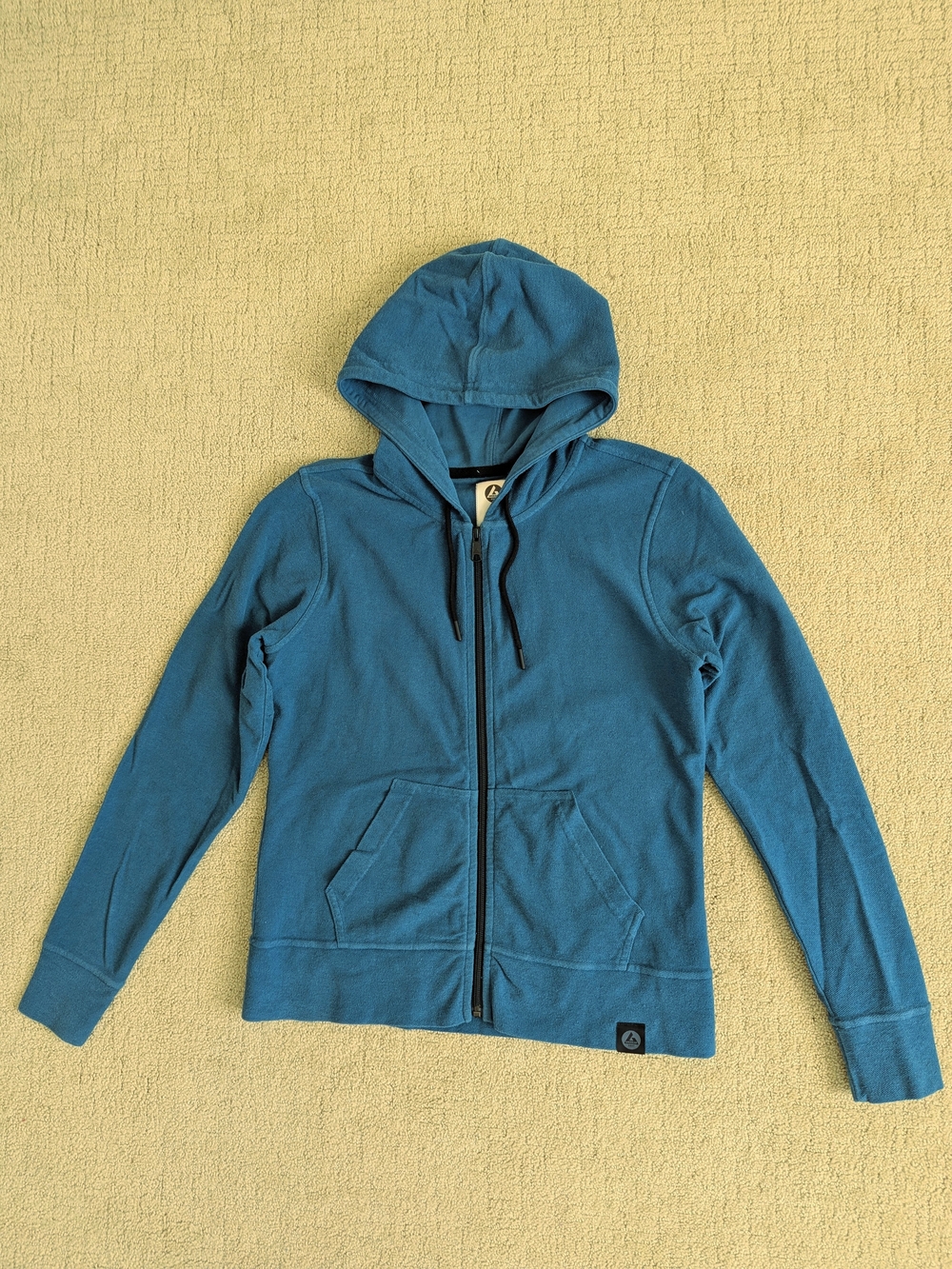 American Giant Full Zip Hoodie Jacket Women L Blue Heavyweight Terry Cotton USA